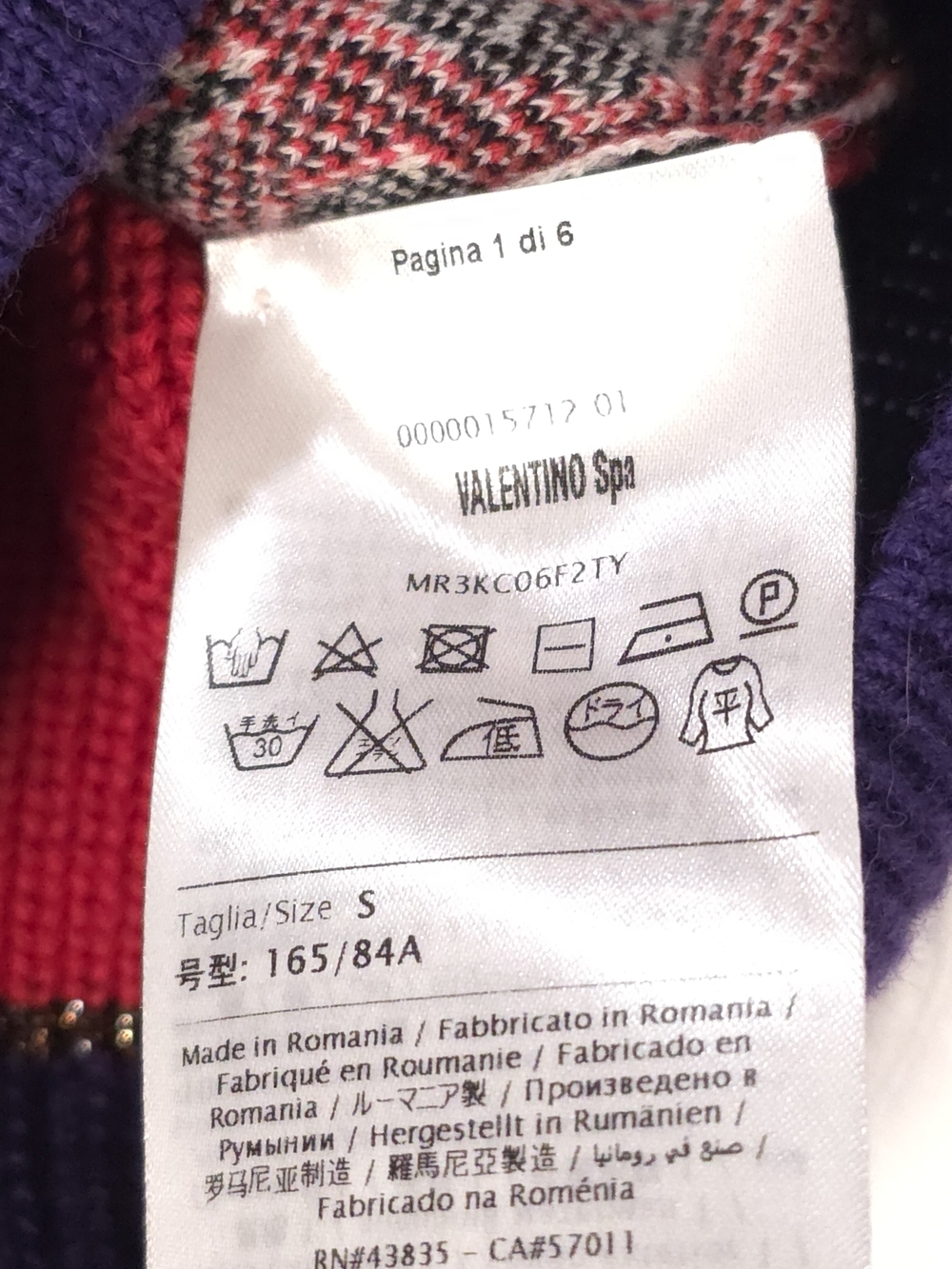RED Valentino Red Leaf Jacquard Knit Sweater Retro Purple Trim S - Picture 8 of 13